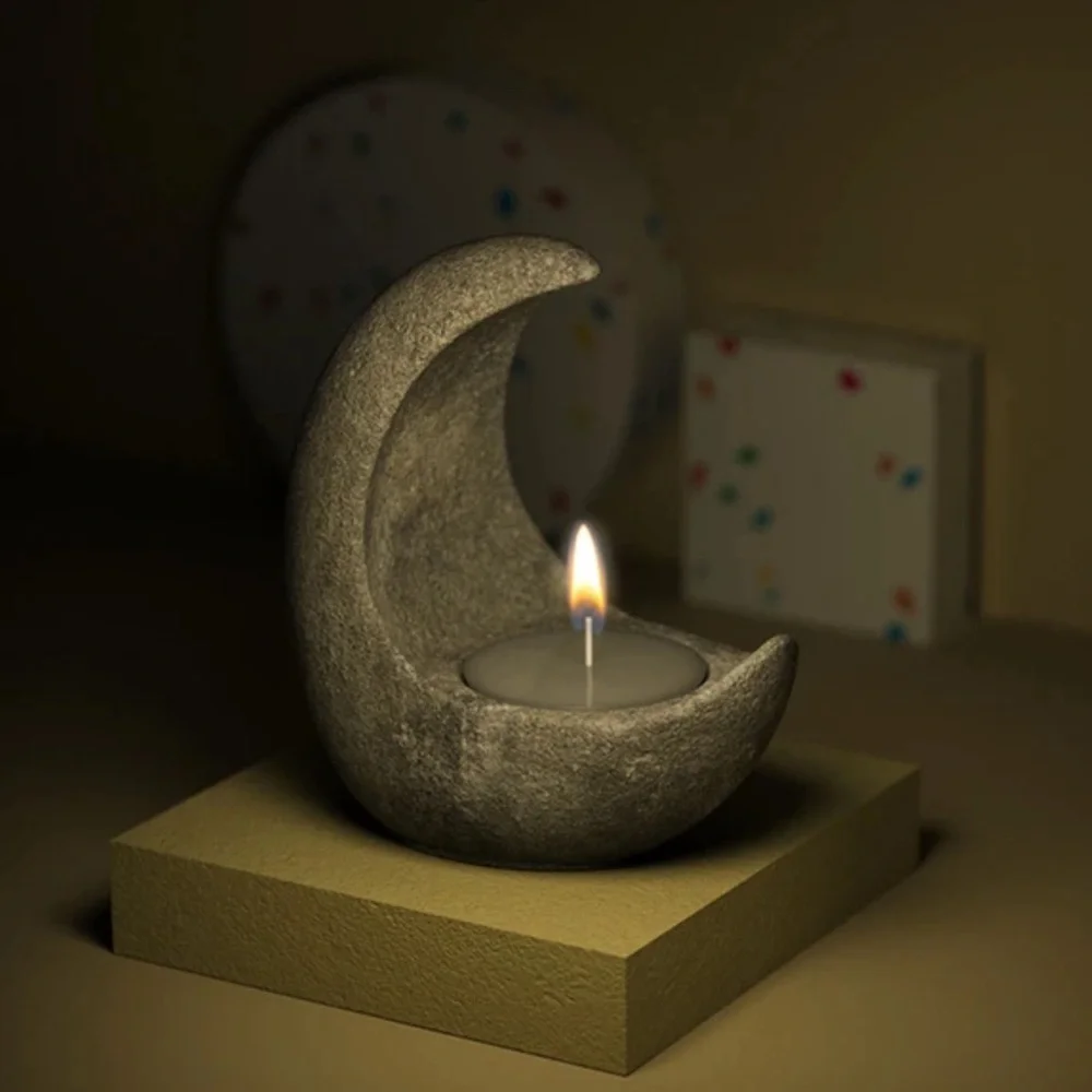 Candle Base 3D Moon Candlestick resin DIY Crystal Resin Half Moon home decor